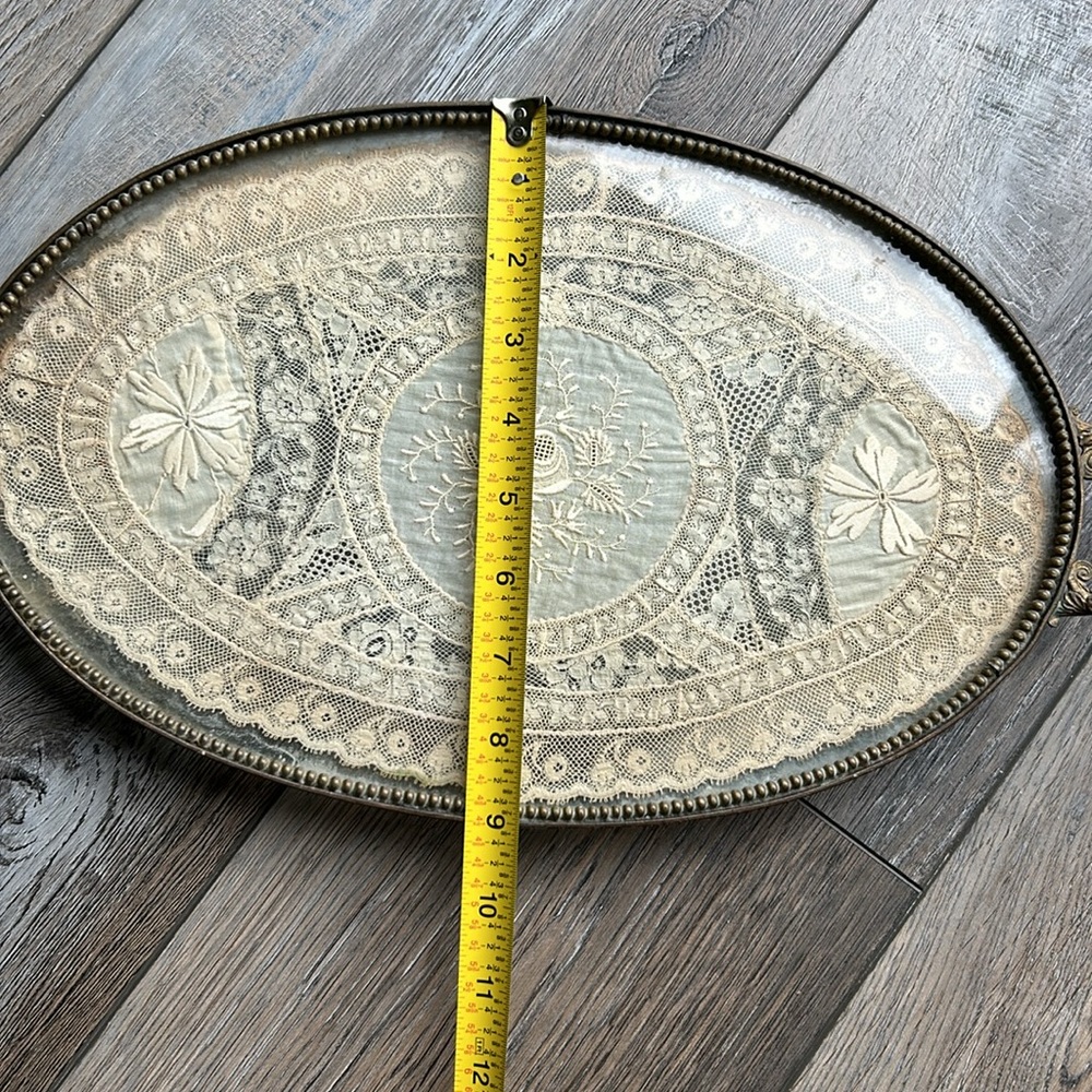 Vintage Glass Brass Perfume Tray - Picture 9 of 10